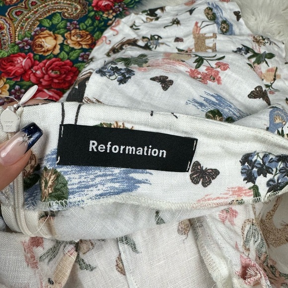 Reformation 100% linen pants safari animal print size 6 - Picture 4 of 12